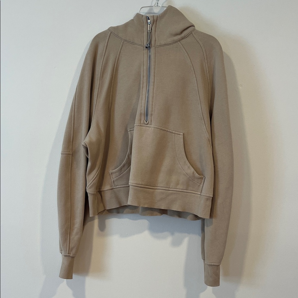Lululemon Beige Scuba Hoodie Half Zip Size M/L